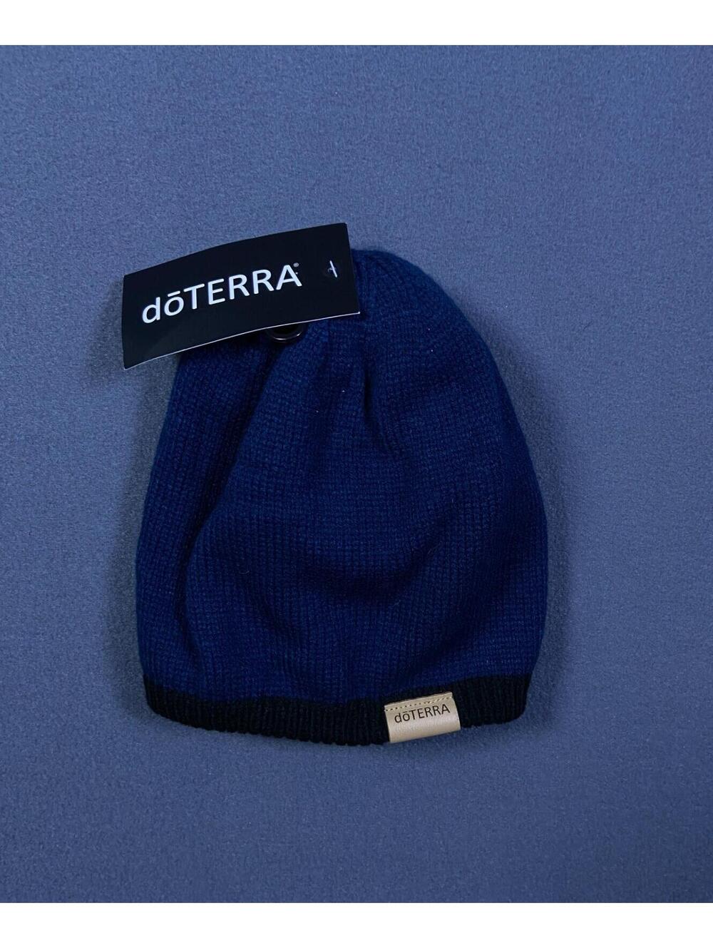 DoTerra Winter Fall Beanie Blue and Black Hat Cap Toboggan